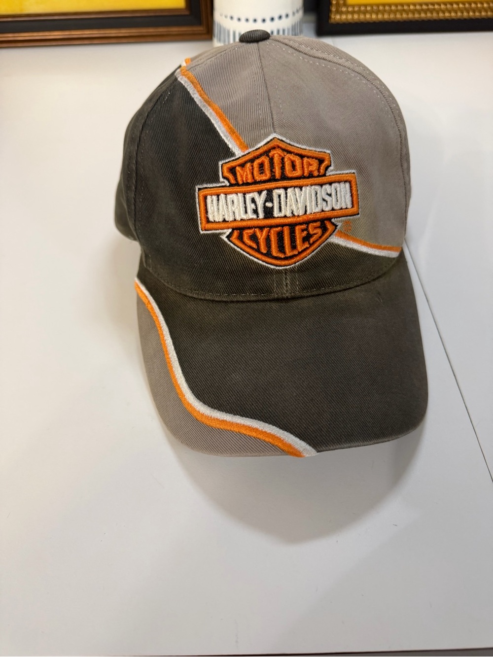 Harley-Davidson Gray & Brown Baseball Cap with Orange Trim
